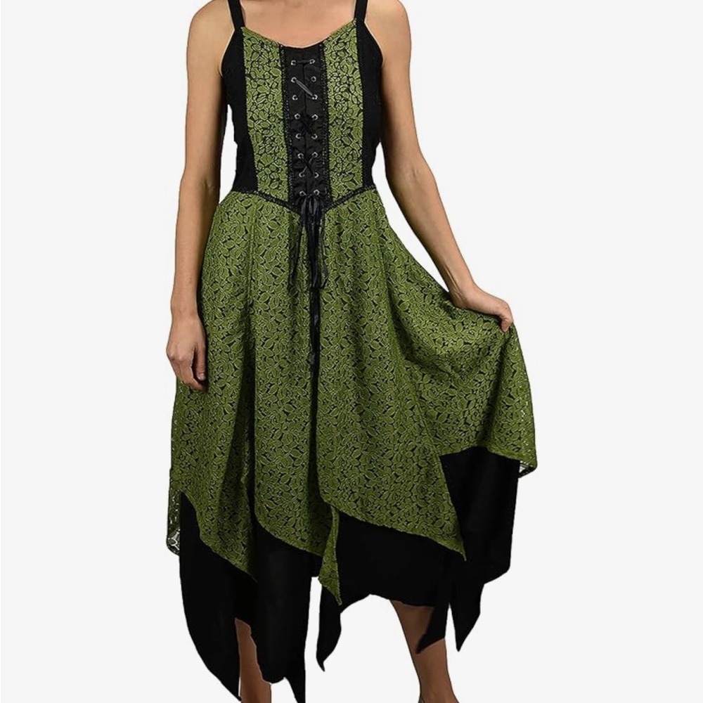 2025 Spaghetti Strap Long Gown and Evening Dress Boho Halloween Lace Overlay